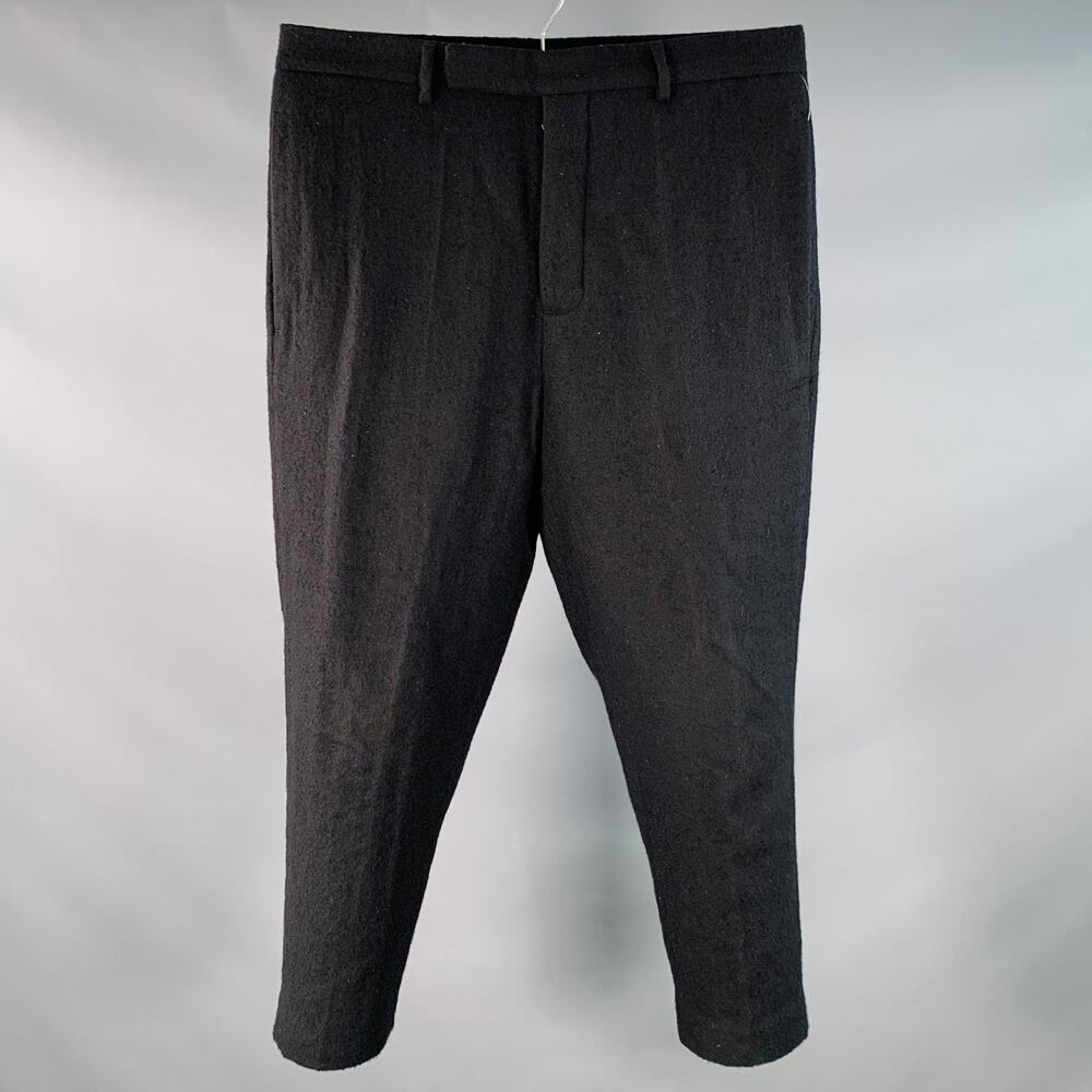 RICK OWENS Size 36 Black Wool Twill Drop Crotch Tapered Casual Pants